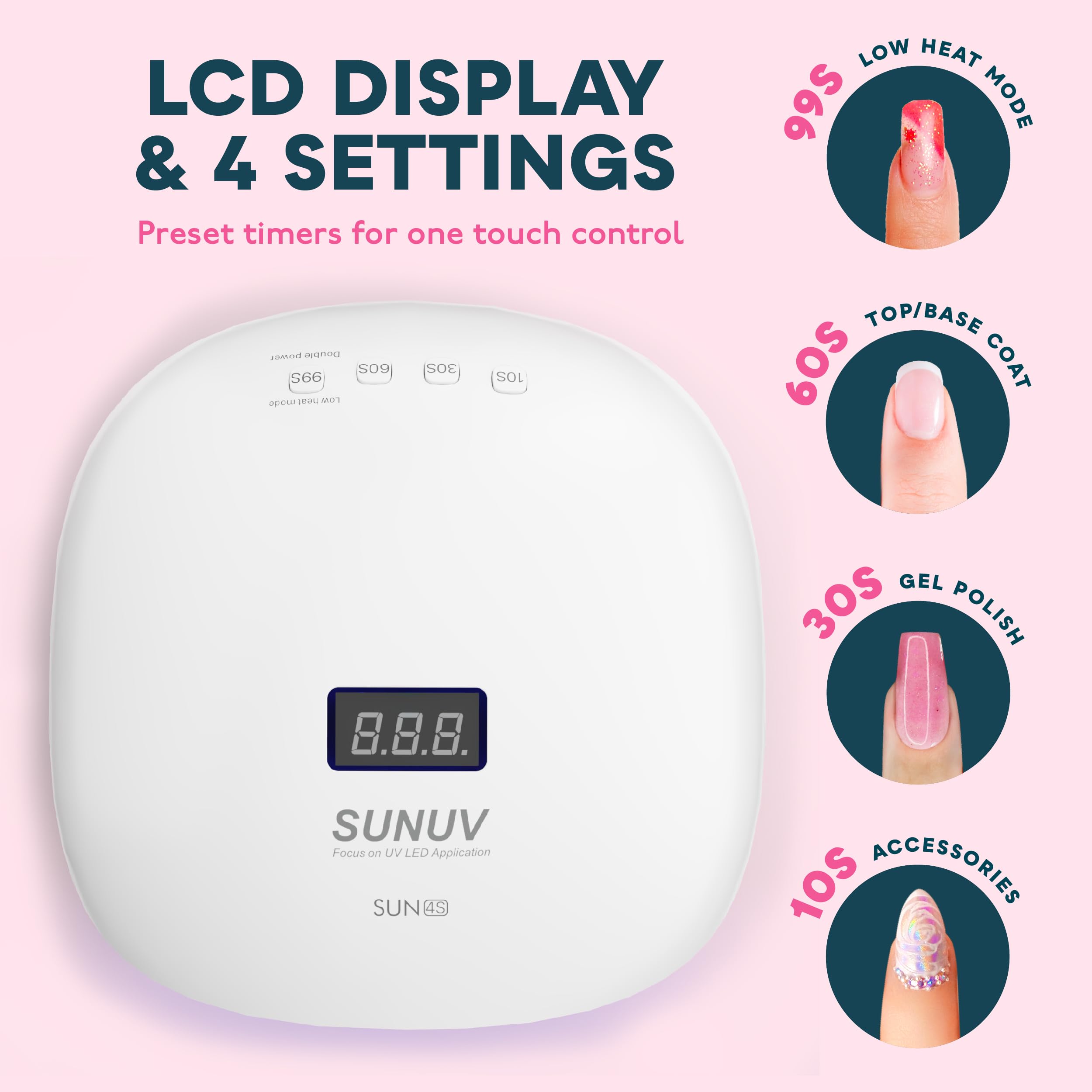 SUNUV SUN4S pink removable base shown for easy cleaning and flexible setup