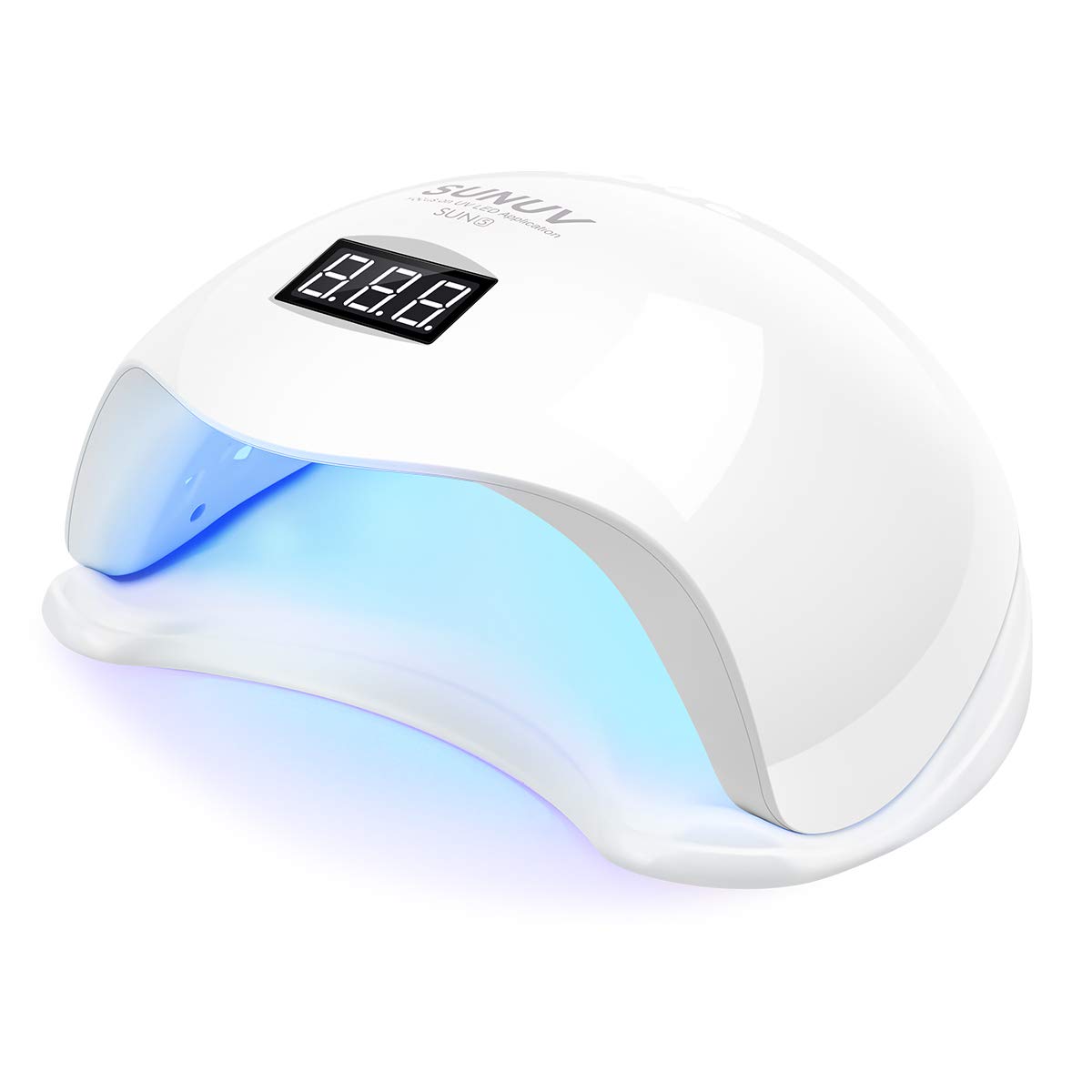 SUNUV SUN5 nail lamp front view for precise gel curing and energy efficiency.