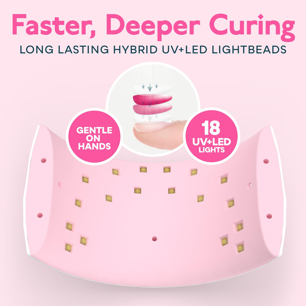 SUNUV SUN9X Plus nail lamp compact base in pink, lightweight and portable.