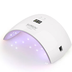 SUNUV SUN9X Plus nail lamp front view in pink, compact home-use design for fast gel curing.