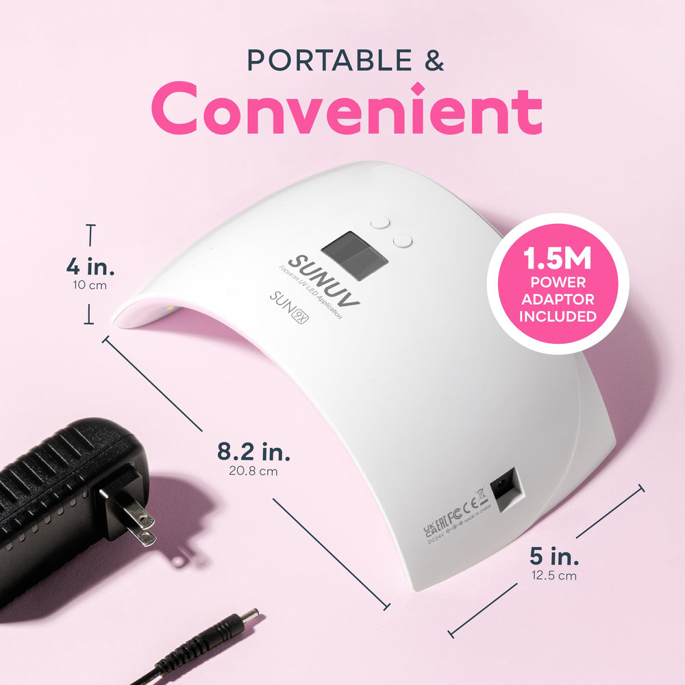 SUNUV SUN9X Plus nail lamp side view pink, easy to store.