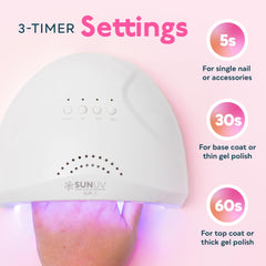 SUNUV SUNone white light source shown for comfortable, eye-friendly manicures.