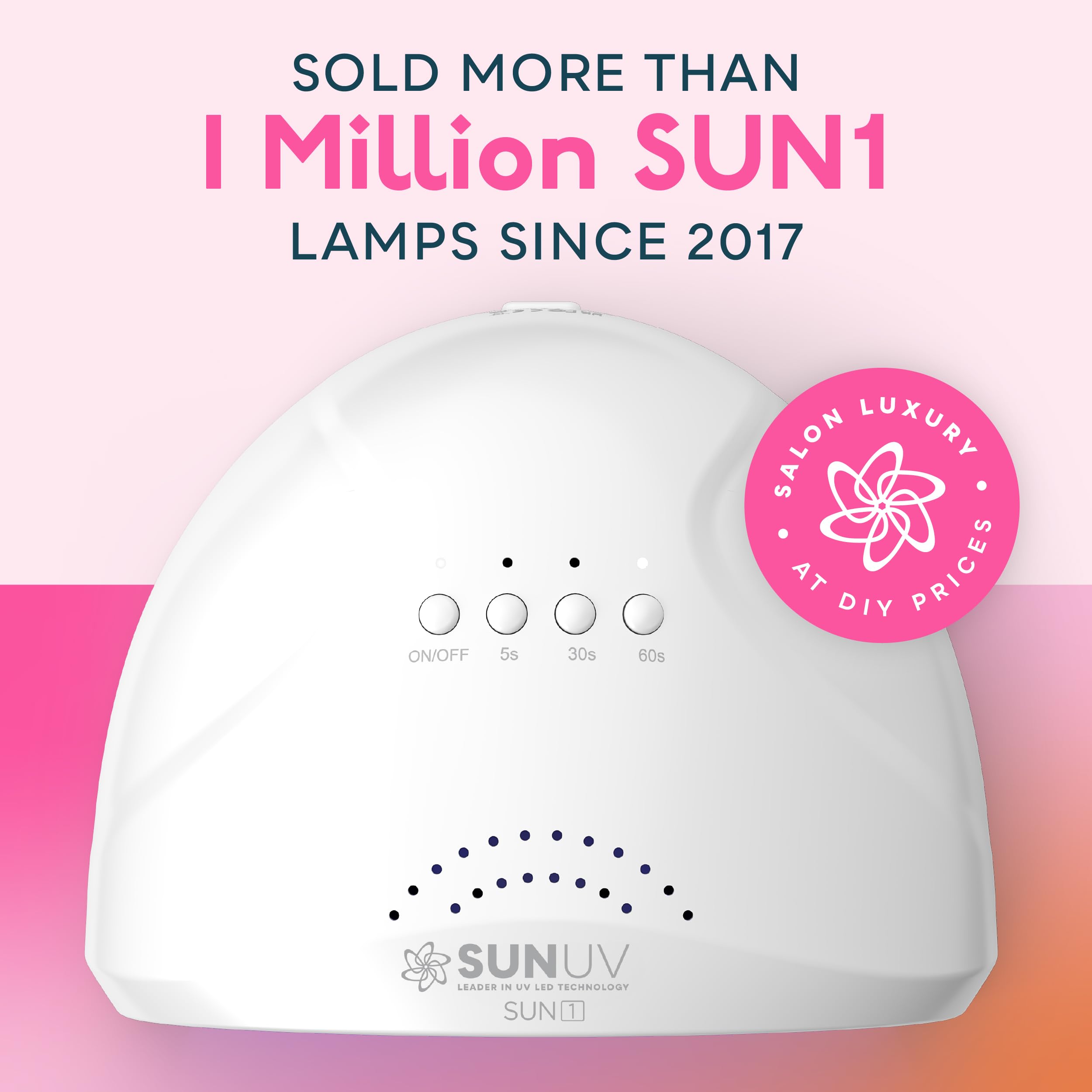 SUNUV UV LED nail lamp interior showing 30 LED beads for consistent curing.