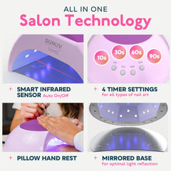SUNUV UV LED nail lamp side view shows compact footprint for easy storage.