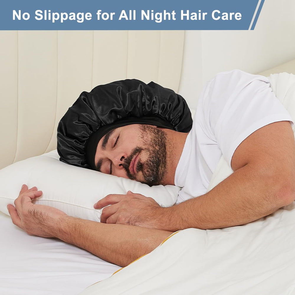 Supaze bonnet elastic-band closeup shows secure, comfortable fit for all head sizes.