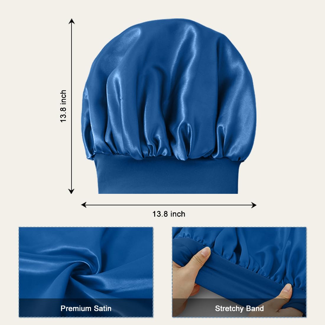 Supaze satin bonnet worn on-head with braids demonstrates moisture-friendly slip.
