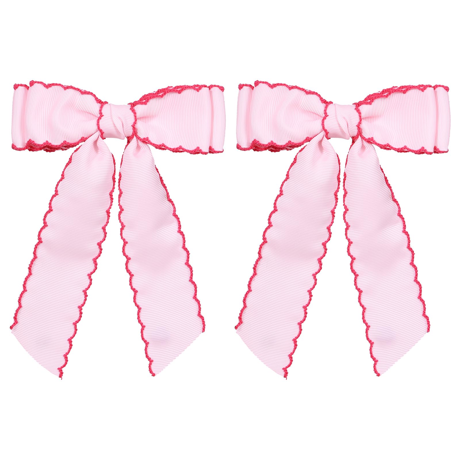 SUPCLIPS 5-inch hair bow clip pink-rose-red front view shows vivid edge detailing for daily wear