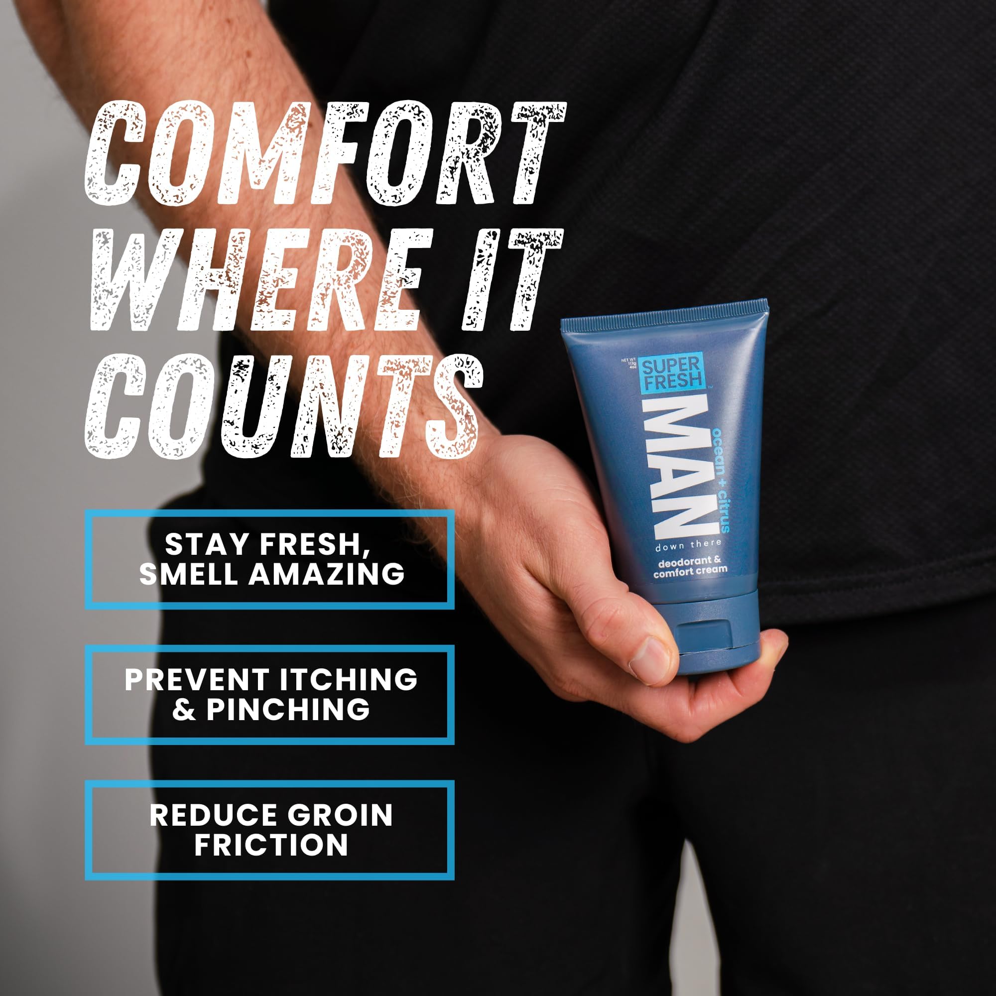 Aluminum-free formula from Super Fresh Co reduces irritation without harsh chemicals.
