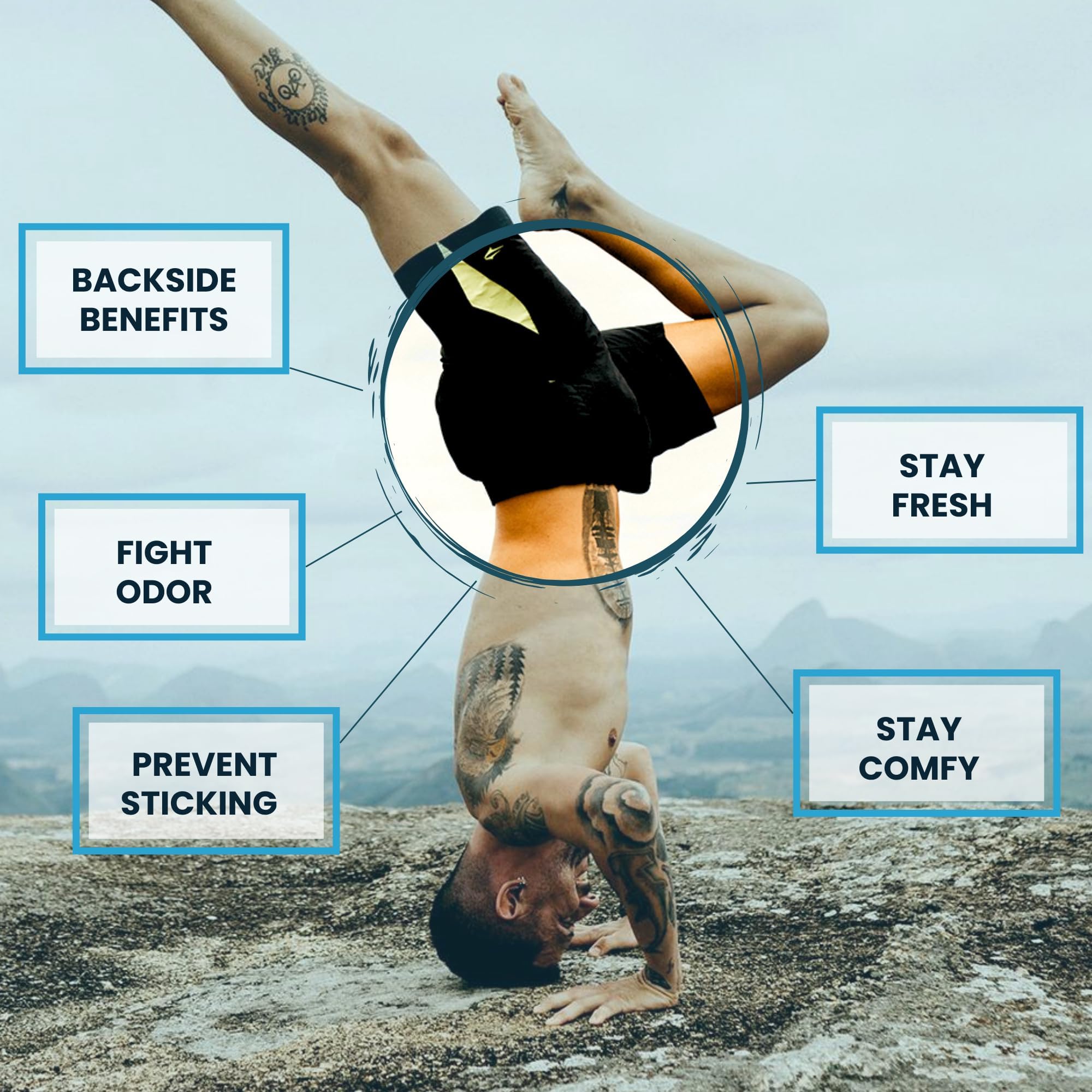 Groin and inner thigh areas stay chafe-free during workouts with Super Fresh Co.