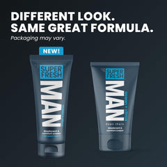 Super Fresh Co groin moisturizer closeup shows quick-absorbing hydration and odor protection.