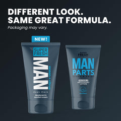 Super Fresh Co Man Parts lotion applied during workout demonstrates fast-drying moisture control.