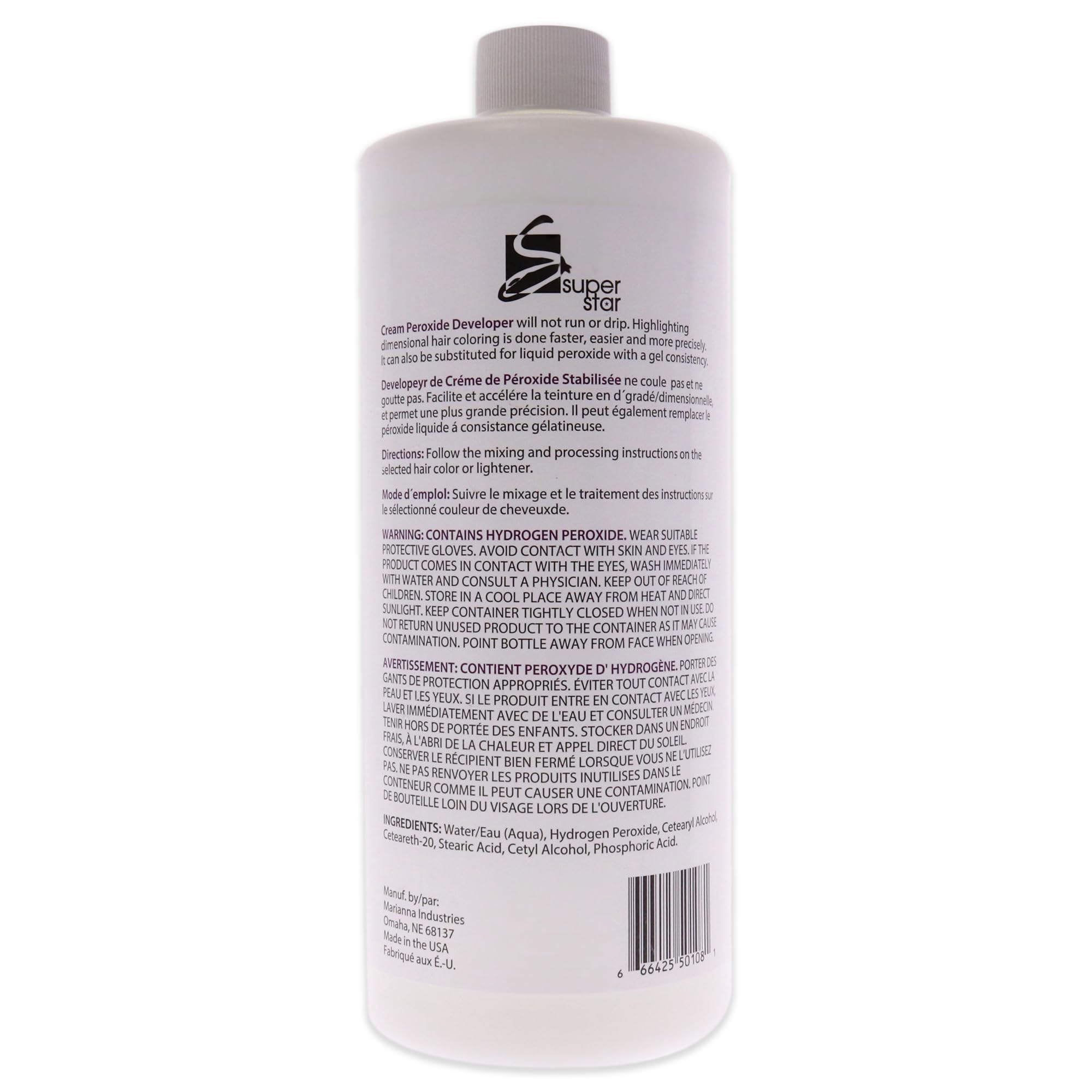 Super Star 10v Cream Peroxide Developer close-up highlights creamy formula ideal for even application