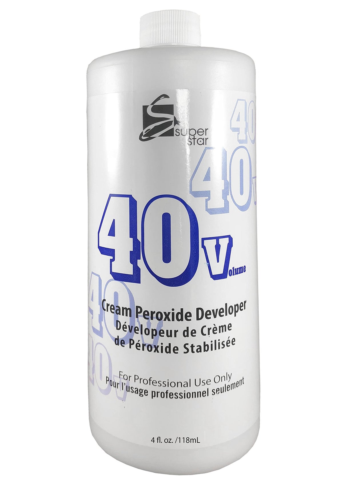 Super Star Cream Peroxide Developer bottle enables precise lifting for consistent hair color results.