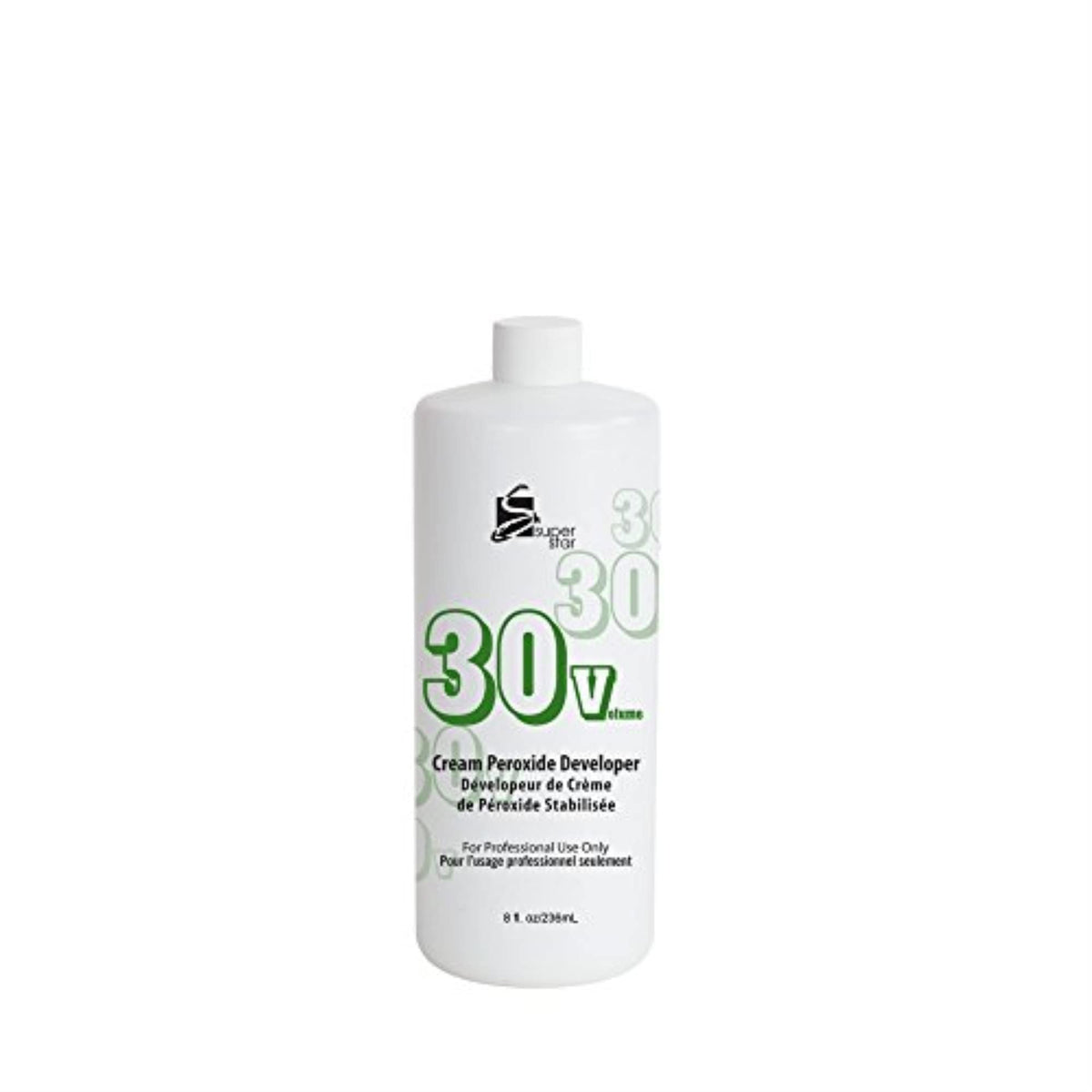Super Star Creme Peroxide Developer 30 Volume bottle for even color lift and consistent mixing.