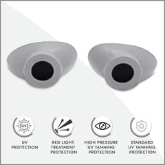 Gafas UV de Super Sunnies para protección ocular durante bronceado.