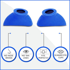 Super Sunnies tanning bed goggles blue close-up showcasing protective fit for UV environments