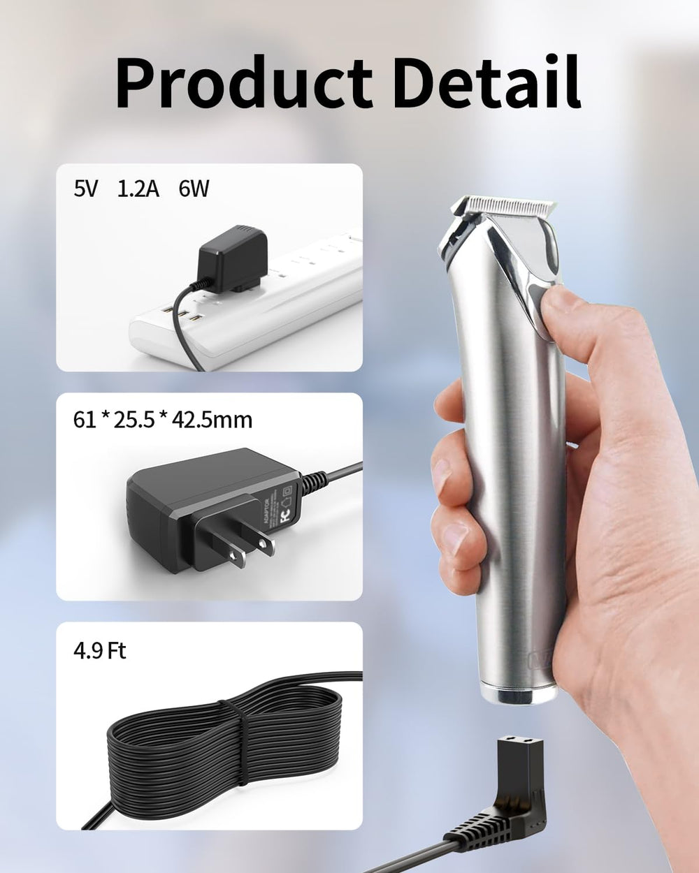 Superer 5708 charger cable unrolled to show 4.9ft reach for flexible use.