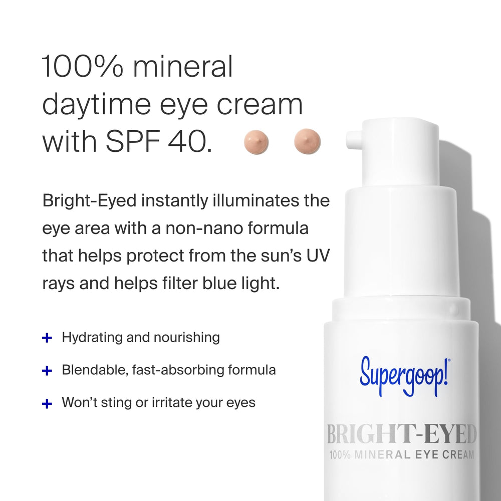 Close-up of Bright-Eyed application dots showing hydrating, fast-absorbing texture.