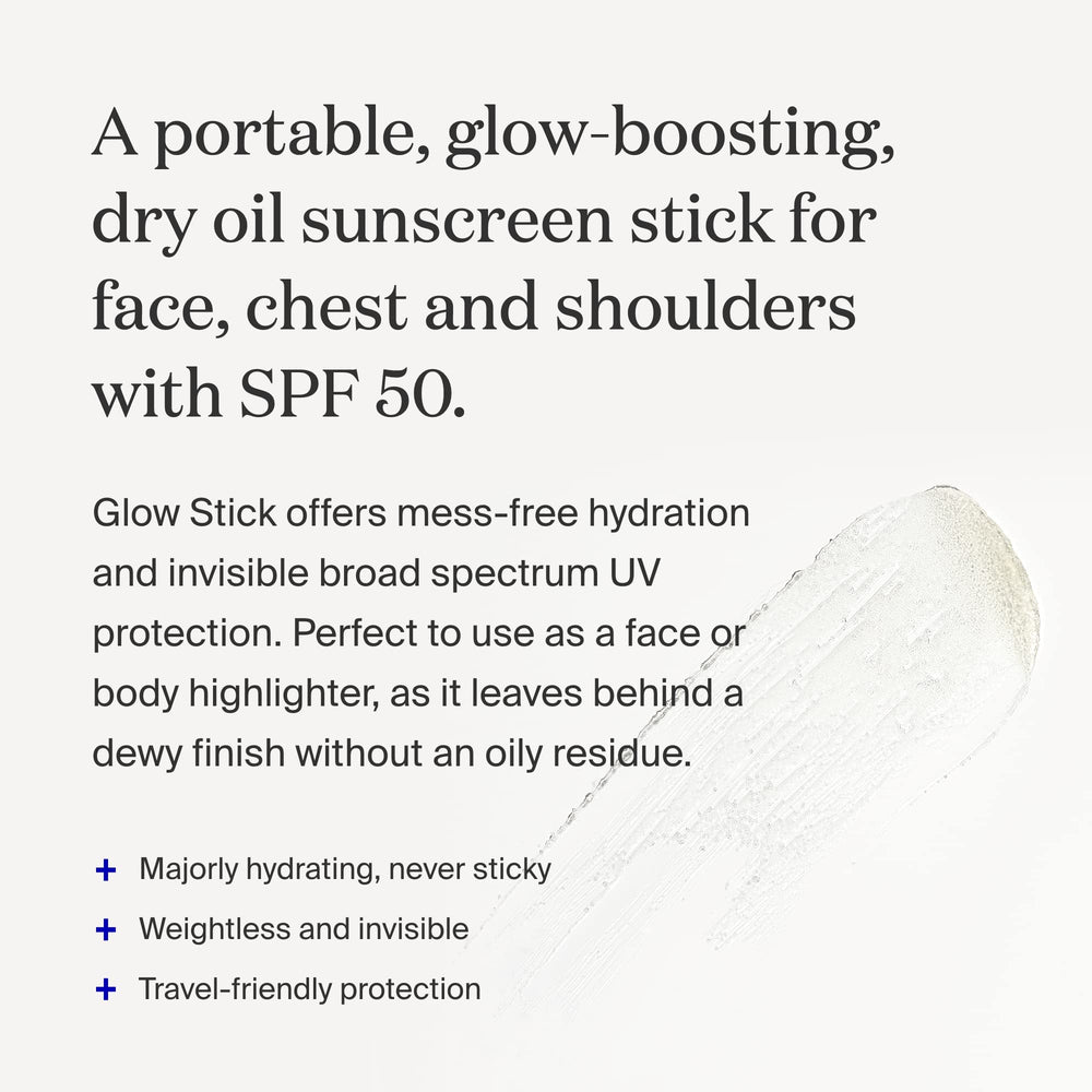 Close-up of the Glow Stick's dry oil texture showing non-greasy hydration.