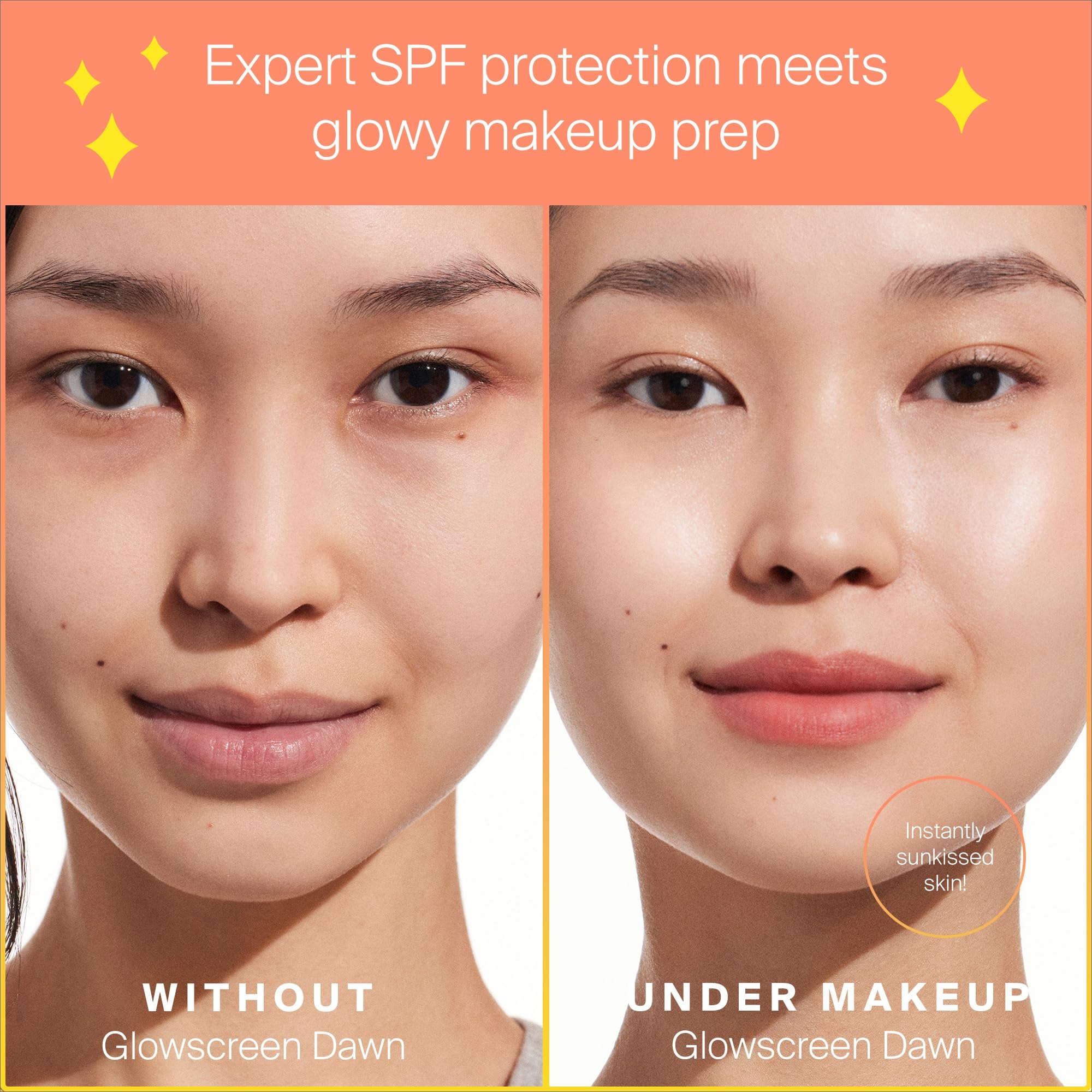 Supergoop Glowscreen Dawn tinted swatch shows pink tint for daily wear