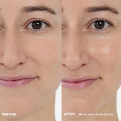 Supergoop! Glowscreen Drops Sunrise swatches on skin reveal radiant, even tone.