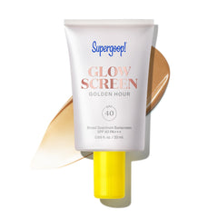 Supergoop Glowscreen SPF40 Golden Hour bottle pump for quick, mess-free daily protection and radiant glow.
