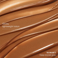 Bronze swatch on cheek demonstrates dewy base for everyday makeup