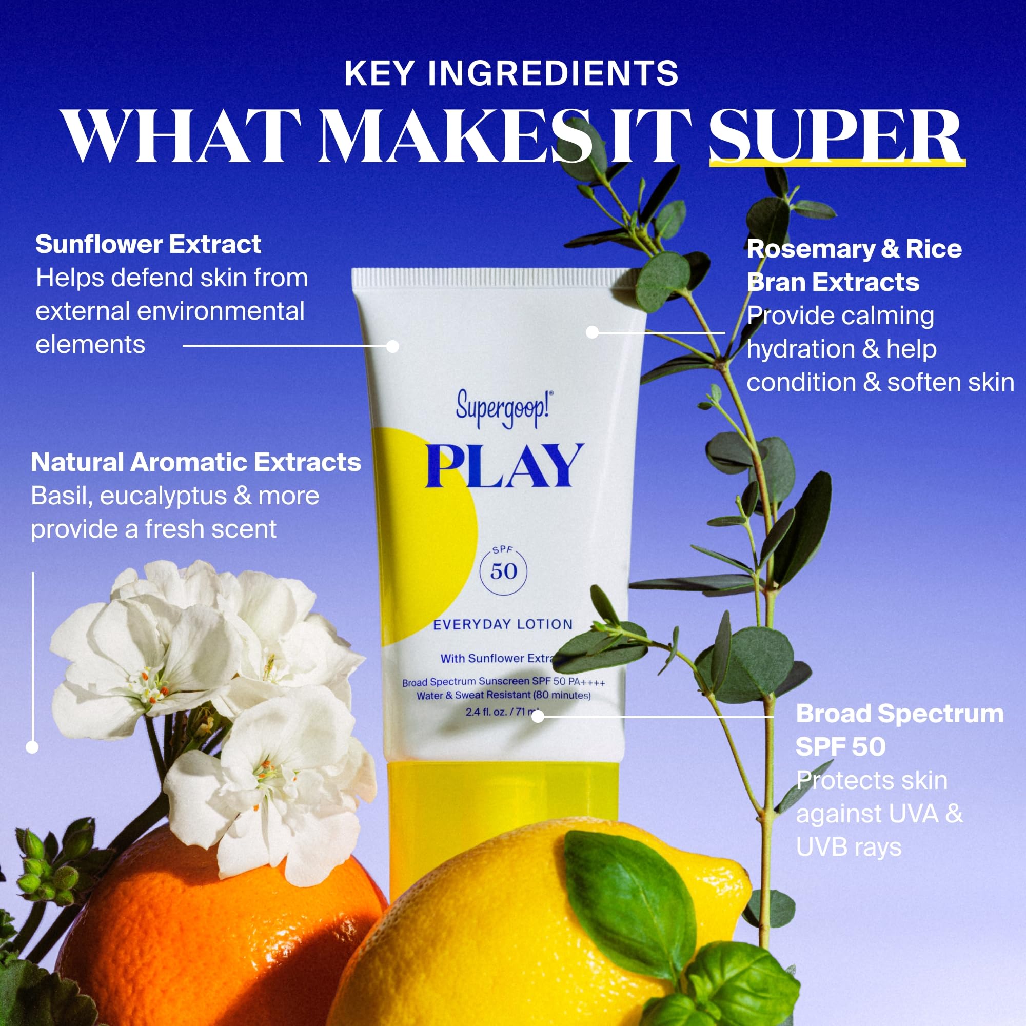 Supergoop PLAY Everyday Lotion application on face and body with smooth texture