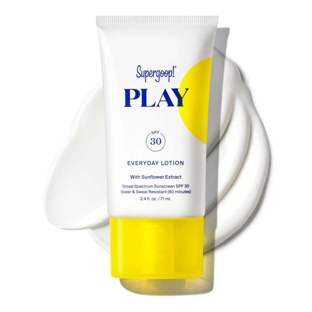 Supergoop PLAY Everyday SPF 30 lotion bottle front showing broad spectrum protection for active days