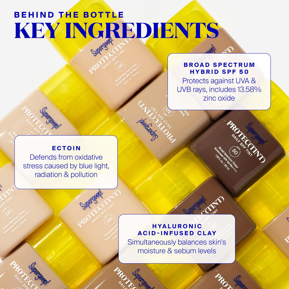 Protec(tint) Light Hyaluronic Clay detail hints at balanced moisture.