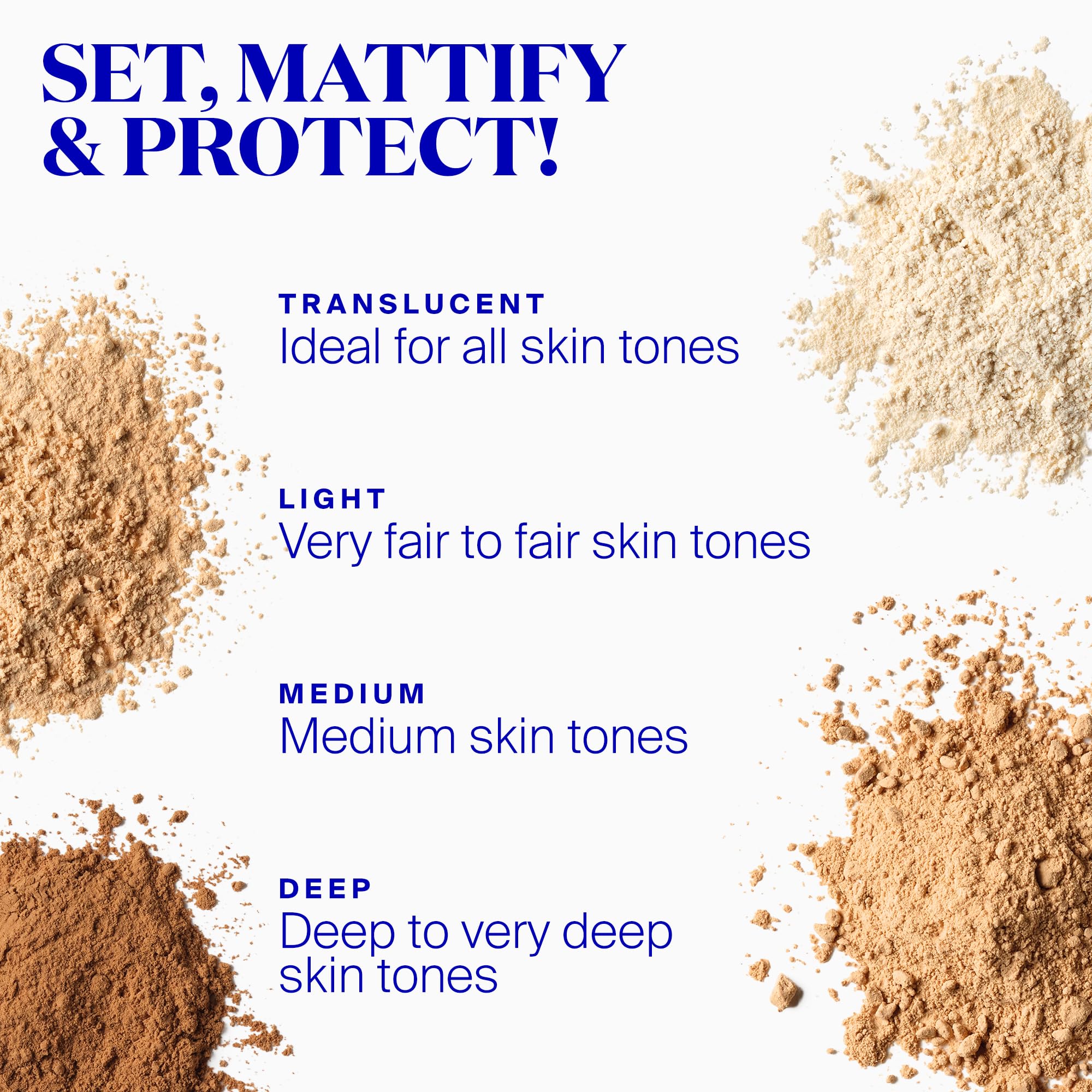 Supergoop! Re:setting mineral powder deep swatch on skin, soft-focus finish.