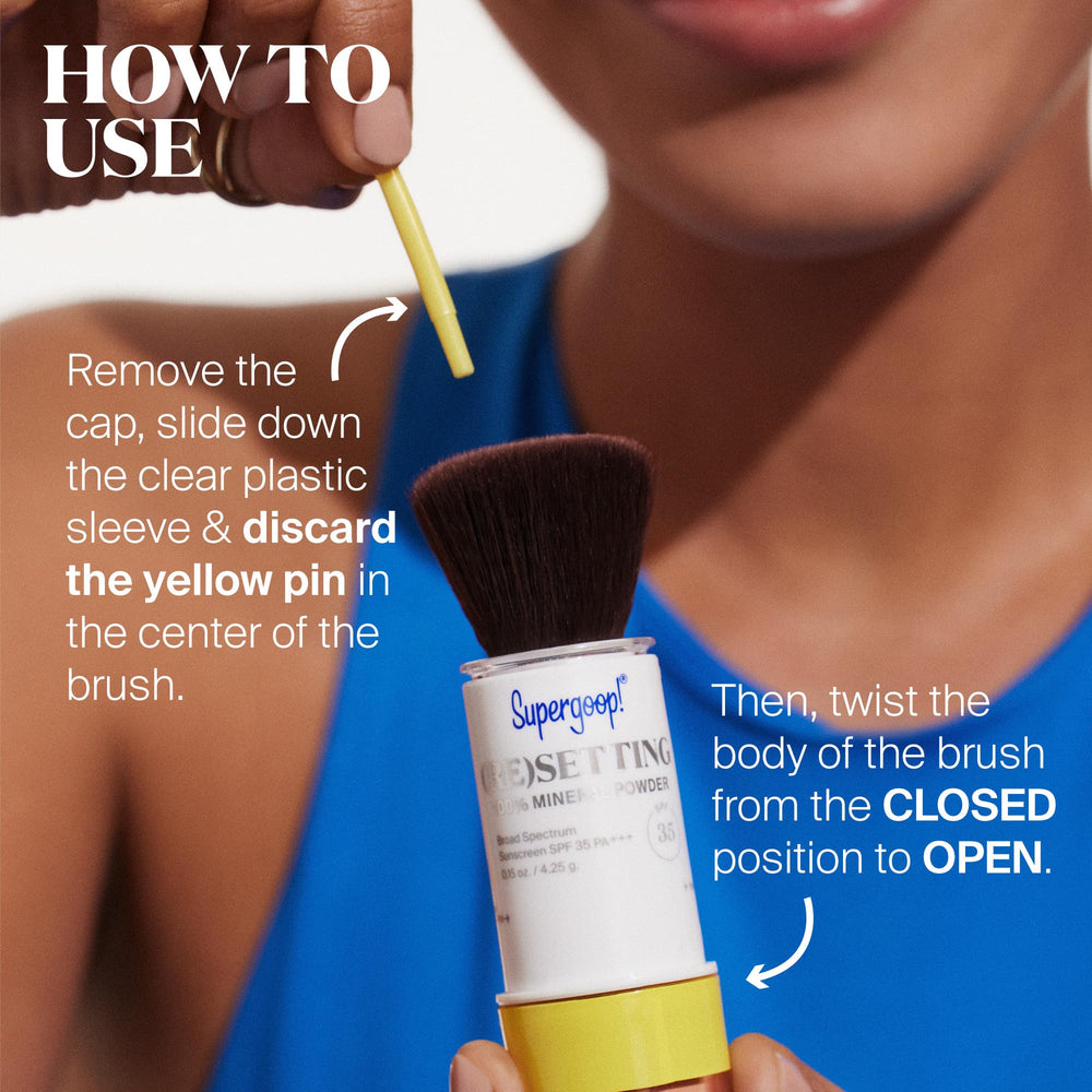 Supergoop! Re)setting powder applying over makeup in real life for shine control