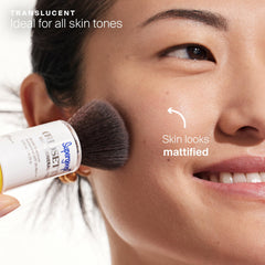 Supergoop! SPF 35 translucent powder compact adds sunscreen protection while reducing shine.
