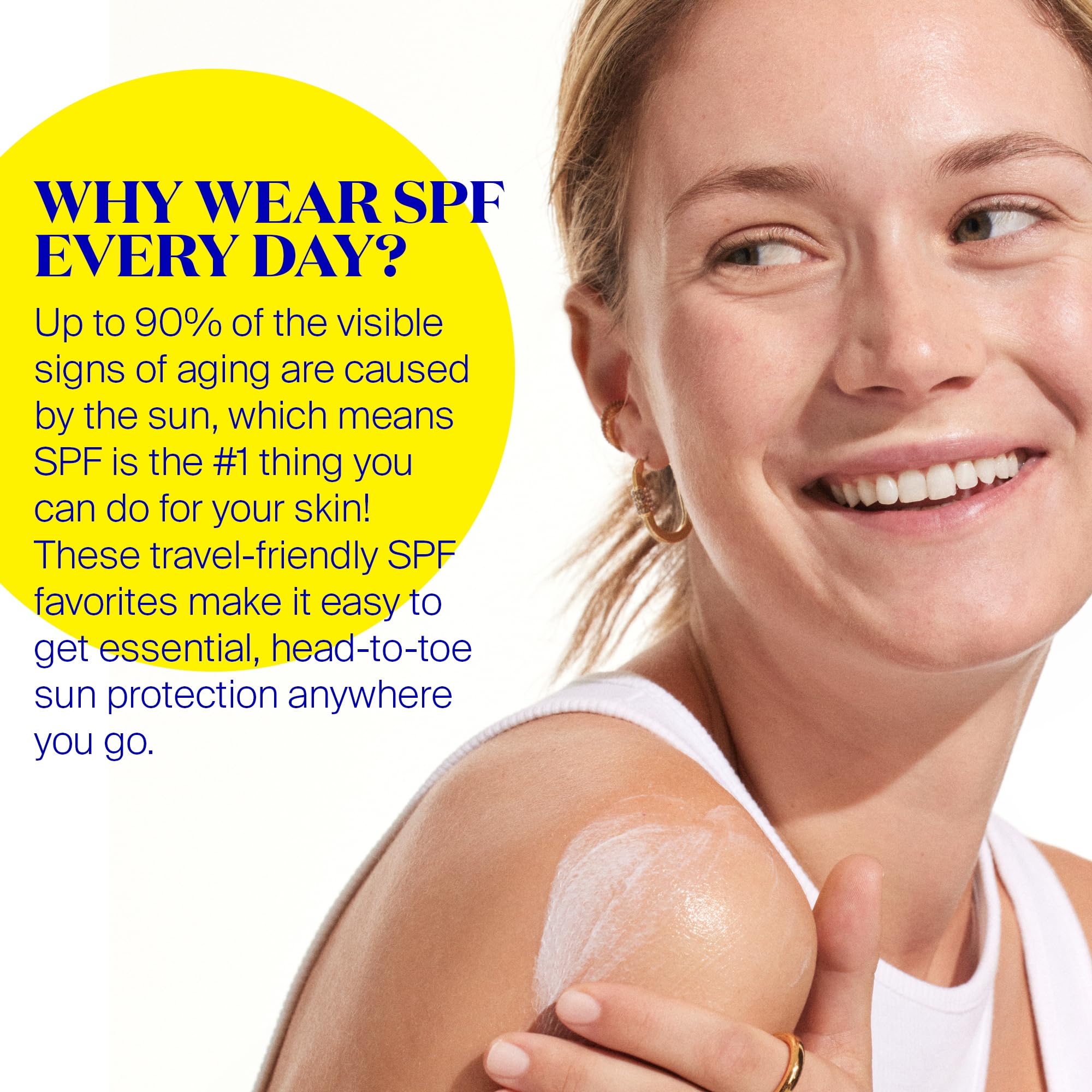 Supergoop! Unseen Sunscreen application scene emphasizes fragrance-free, skin-friendly SPF protection.