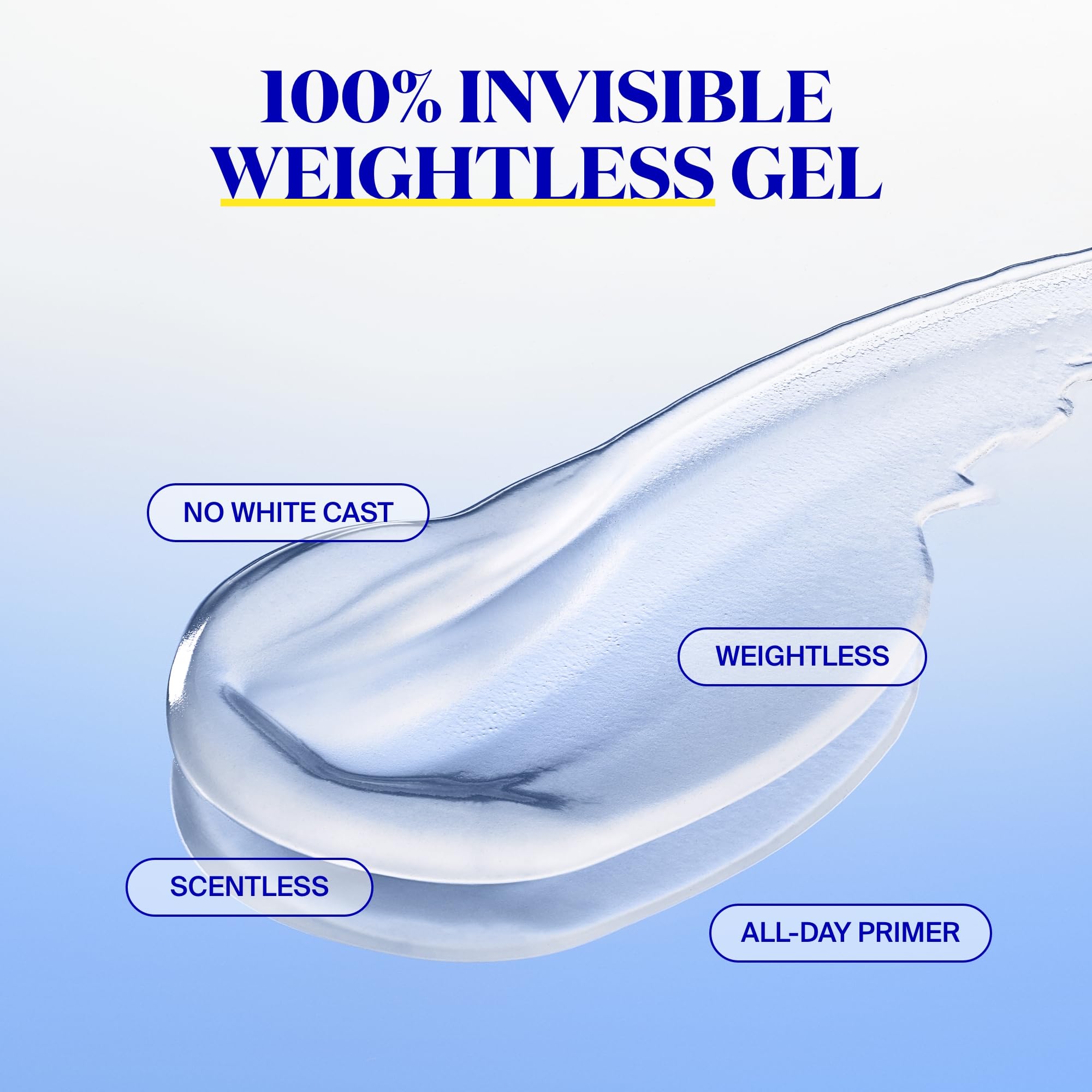 Supergoop Unseen Sunscreen invisible finish with no white cast on skin.