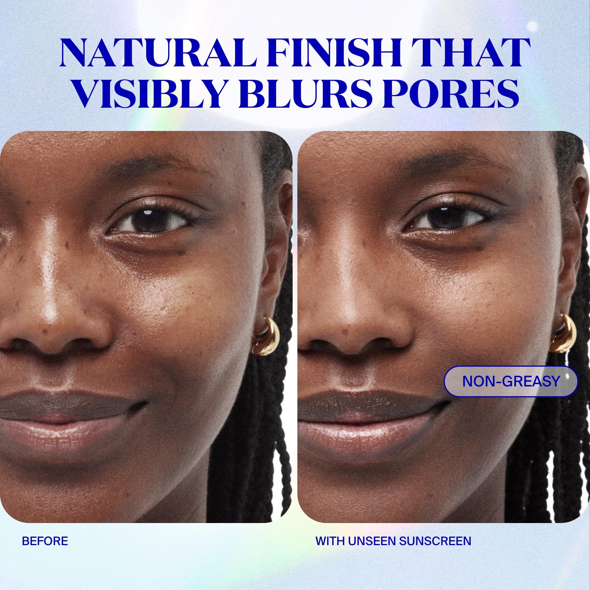 Supergoop Unseen Sunscreen primer-like finish for natural, blurred pores.