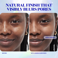 Supergoop Unseen Sunscreen primer-like finish for natural, blurred pores.