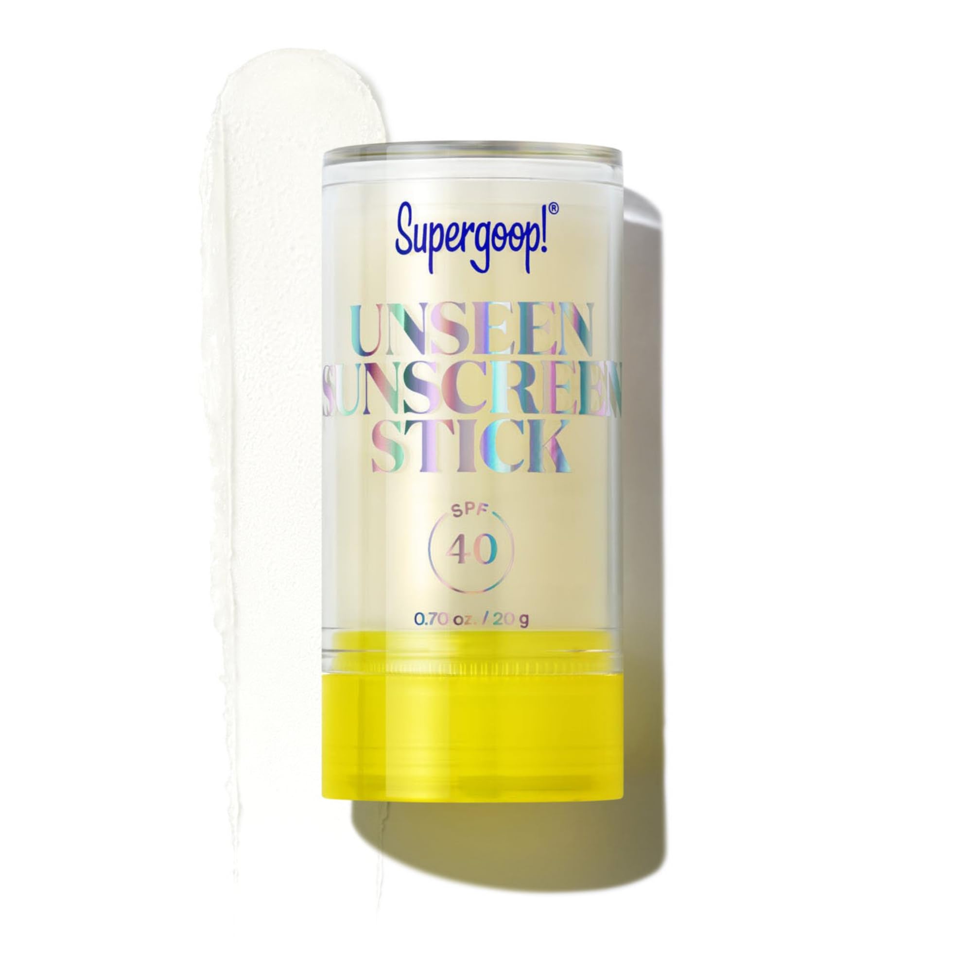 Supergoop Unseen Sunscreen Stick packaging showing portable design for on-the-go protection