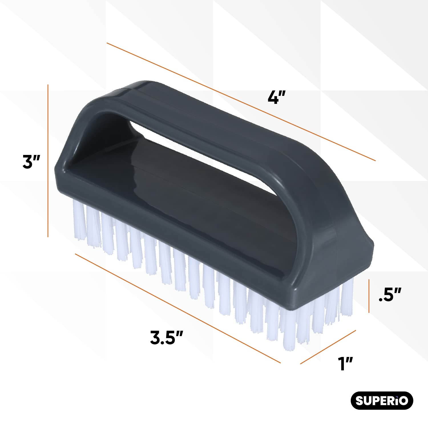 Superio Stiff Nail Brush bristles detail highlights stiff bristles that scrub under nails effectively.