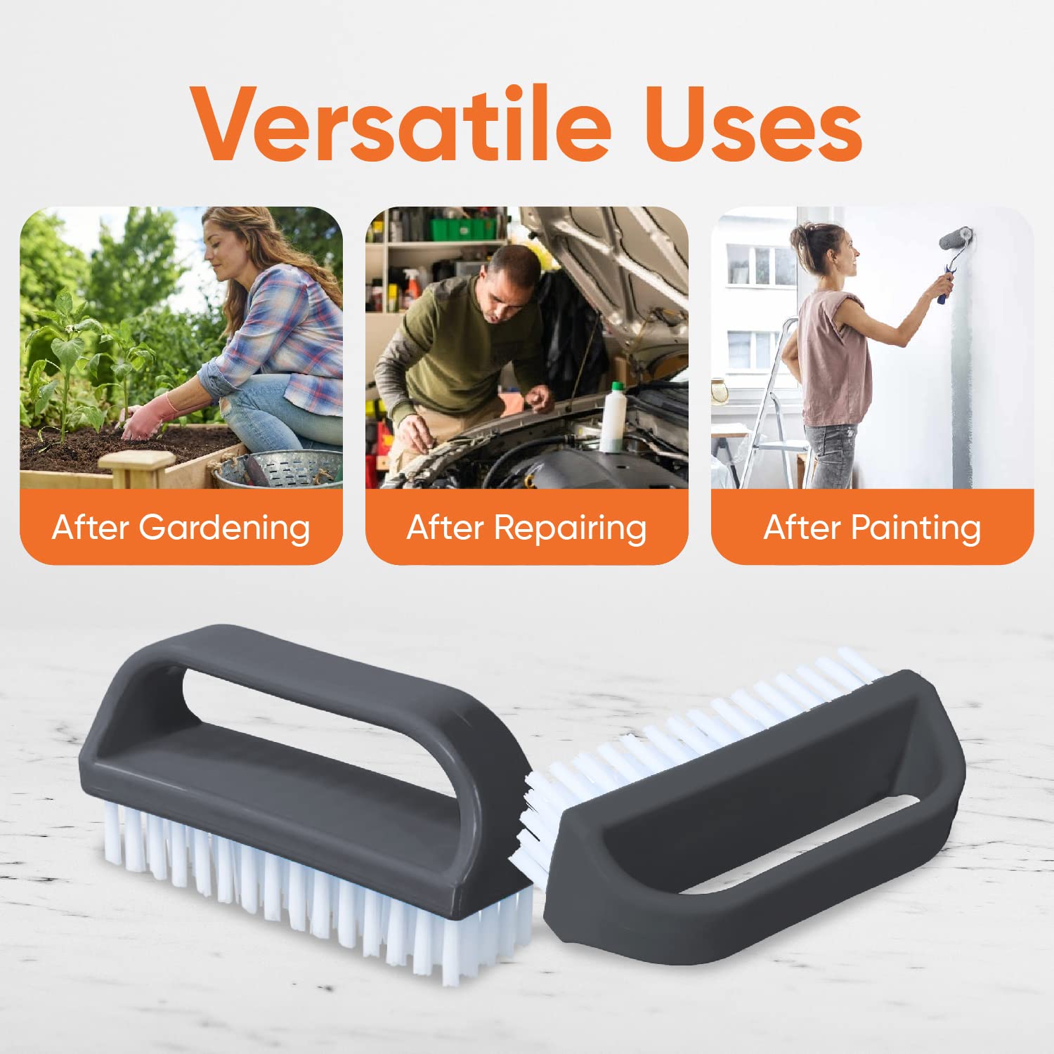 Superio Stiff Nail Brush garage-tools view suggests durable tool for tough grime.