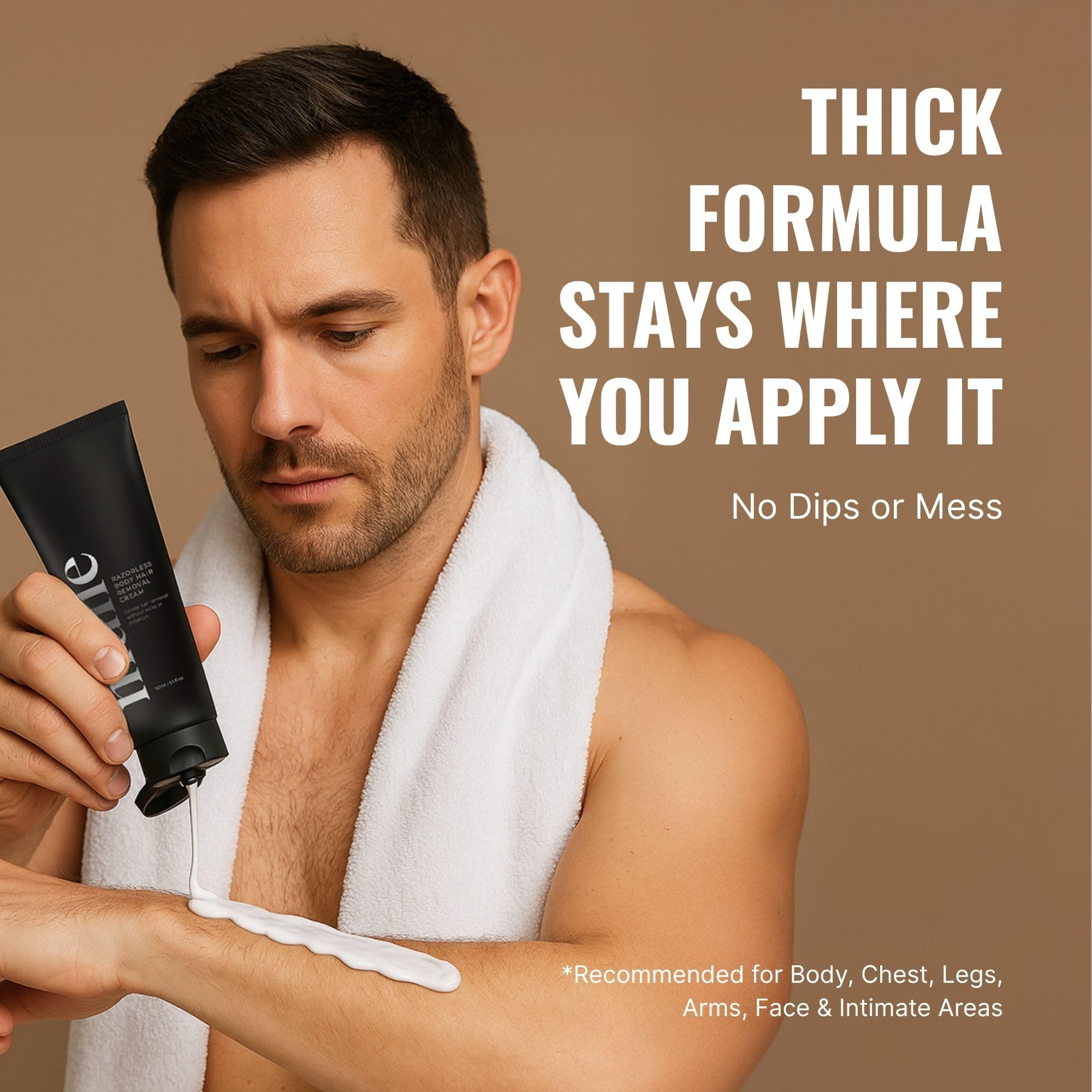 Back hair removal with Superior Mane cream during grooming routine
