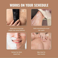 Superior Mane razorless cream bottle displayed on bathroom shelf for at-home grooming