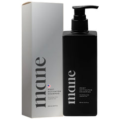 Superior Mane root activator shampoo bottle shows premium scalp care for fuller-looking hair.