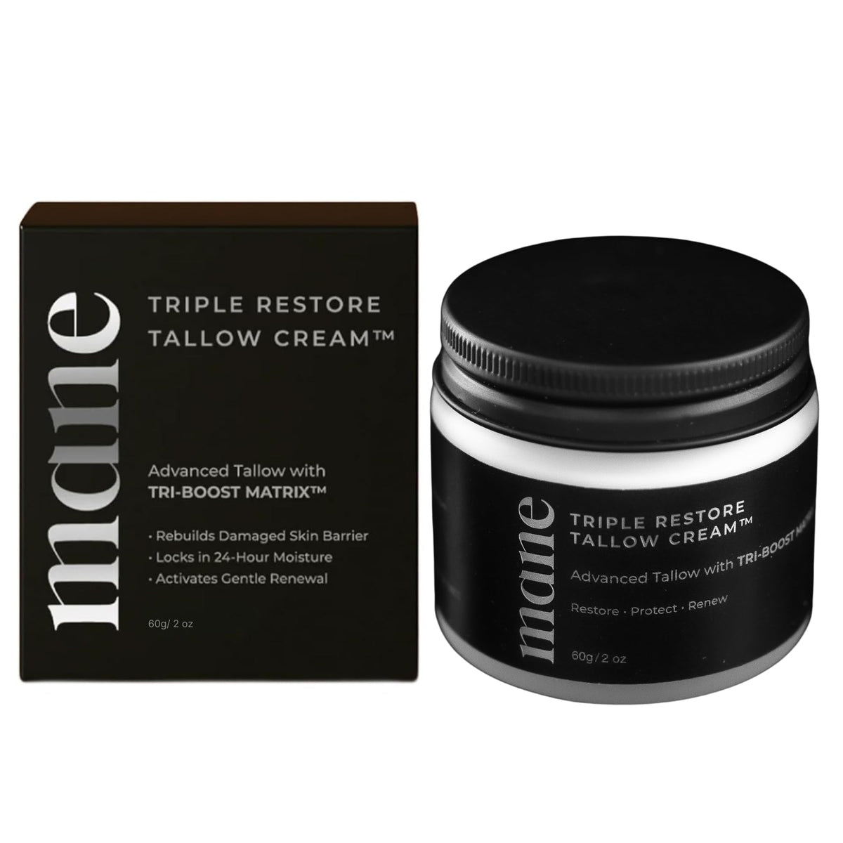 Superior Mane Wrinkle Repair Tallow Balm jar closeup highlighting rich hydration.