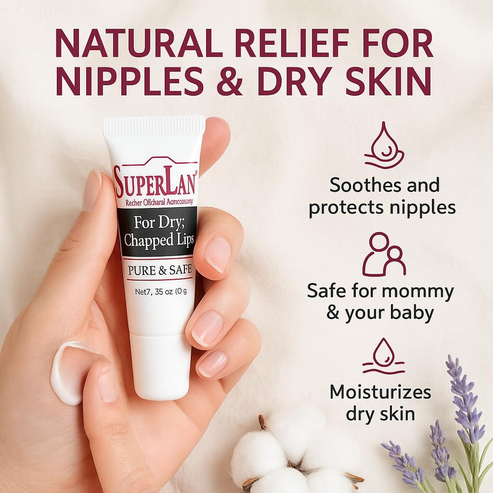 Kosher-certified label on Superlan lanolin lip balm packaging.