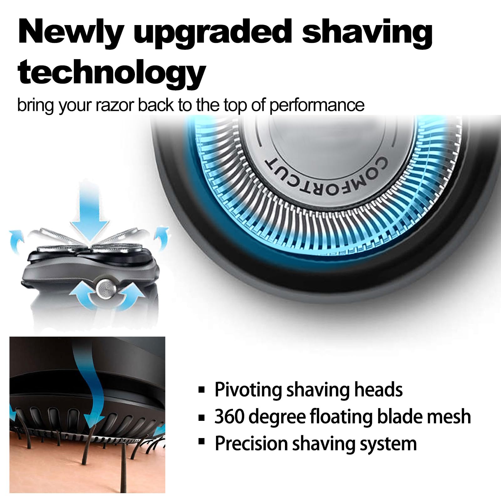 SUPERNB SH30 blades closeup showing curved head for smoother, nick-free shaves.