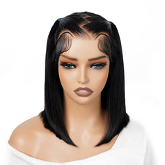SUPERNOVA glueless short bob braided wig 13x4 front view for natural look