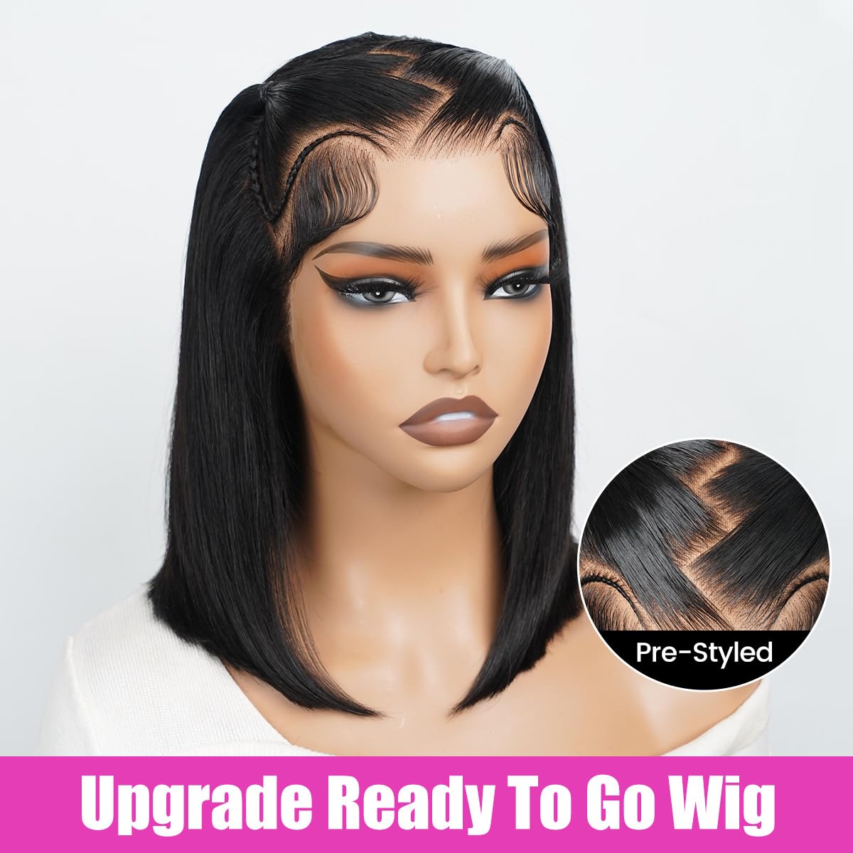 SUPERNOVA glueless short bob braided wig 200% density for full look