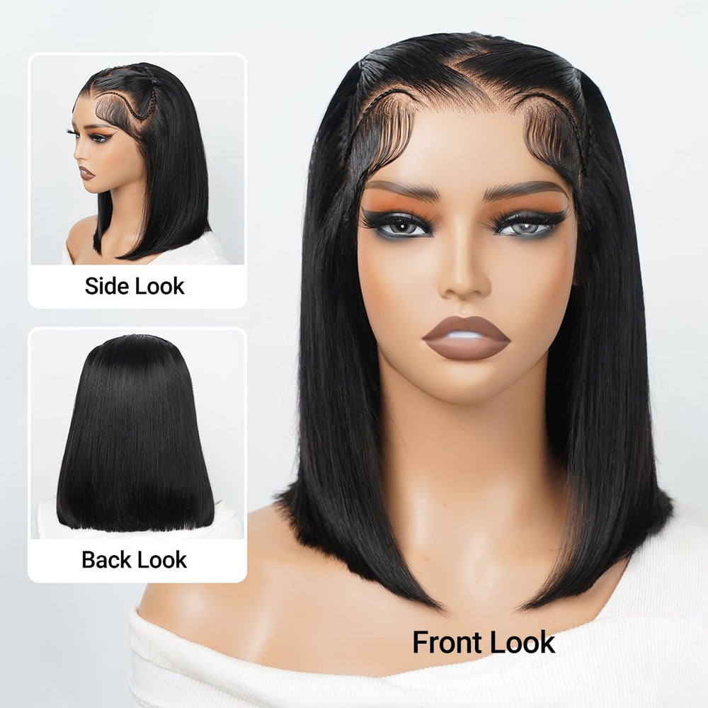 SUPERNOVA glueless short bob braided wig straight natural look