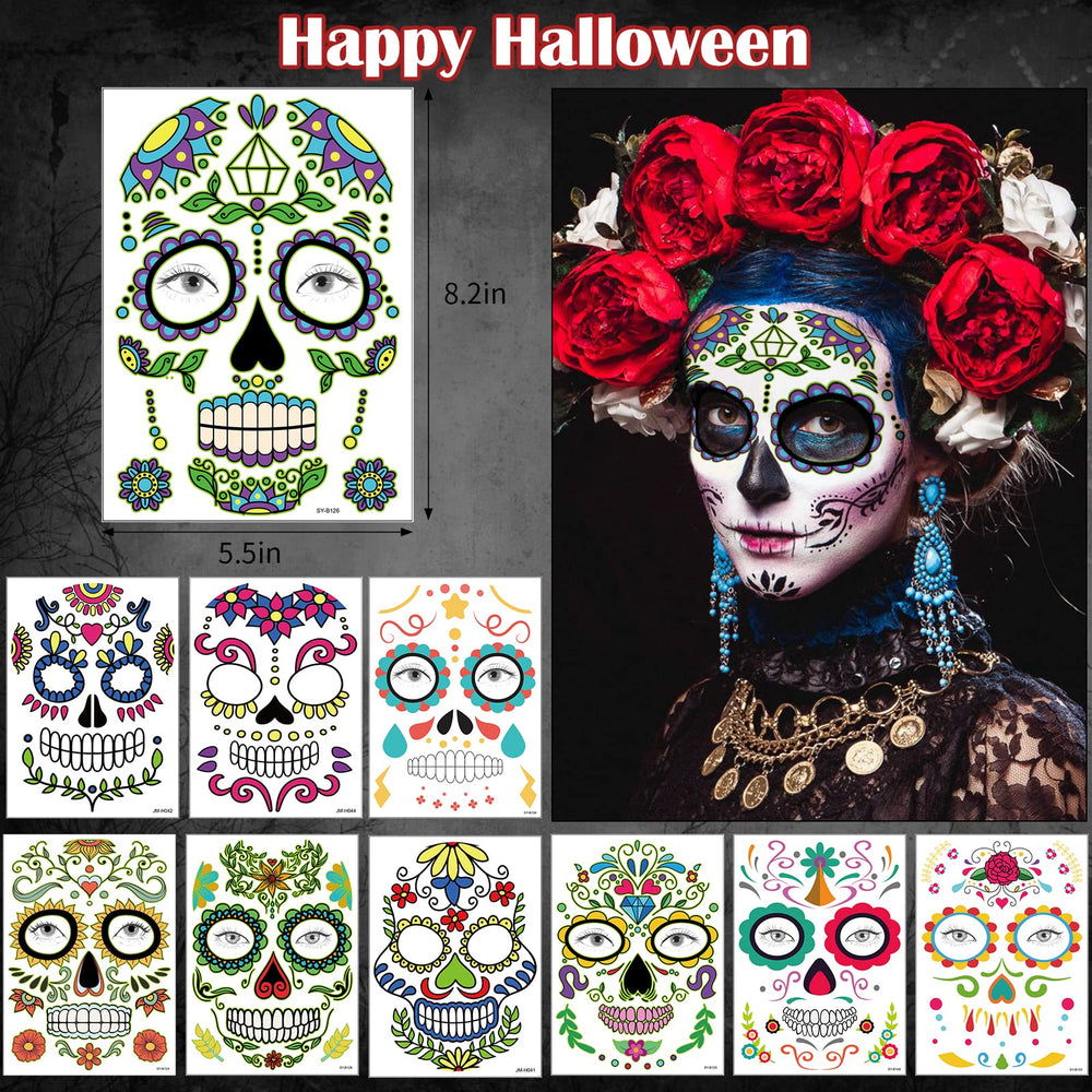 Supersfel sugar skull rose design detail enhances authentic Dia de los Muertos style